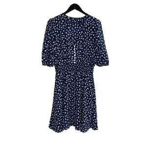 Shore Dress Floral Dark Navy Puff Sleeve Fit & Flare Dress